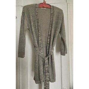 Falconeri Gray Sparkly Cotton & Viscose Wrap Tie Cardigan Sweater